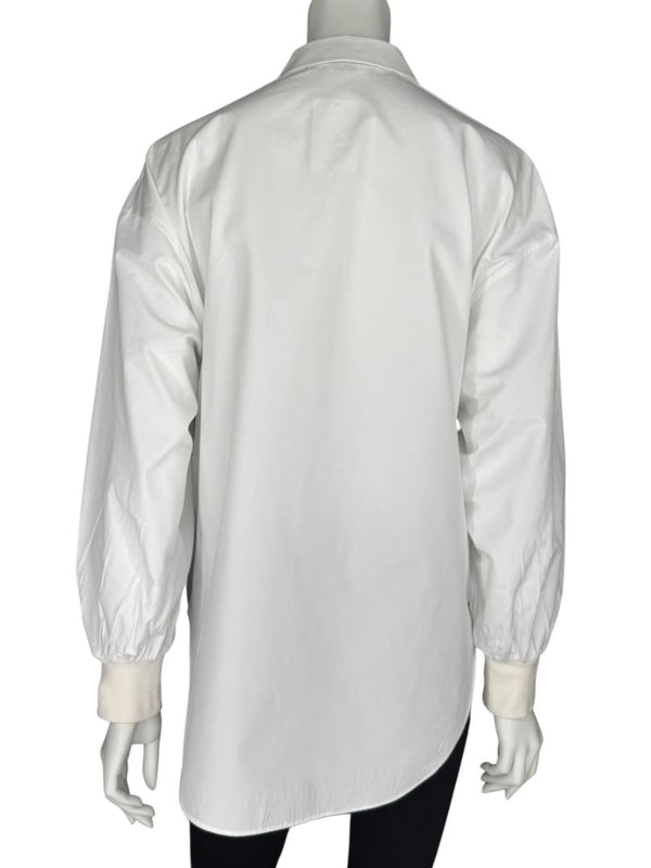 Alexander McQueen White Cotton Shirt with Balloon Sleeves – Size IT 38