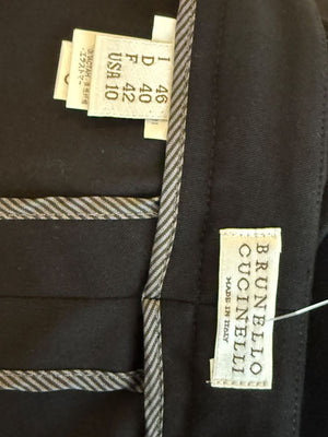 Brunello Cucinelli Black Cropped Stretch Cotton Trousers – Size US 10 / IT 46