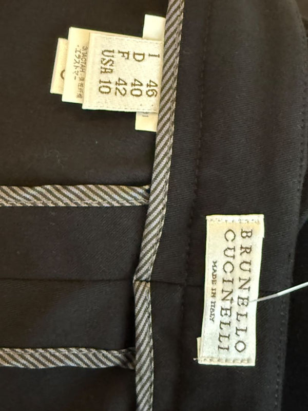 Brunello Cucinelli Black Cropped Stretch Cotton Trousers – Size US 10 / IT 46