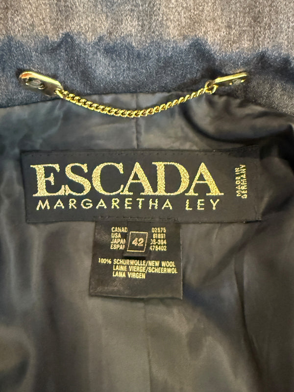 Escada Margaretha Ley Charcoal Wool Blazer – Size 42 (Fits Like a Large)
