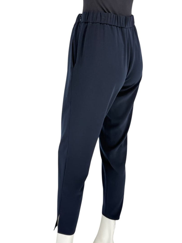 Akris Punto Navy Elastic Waist Trousers with Ankle Slit – Size US 8