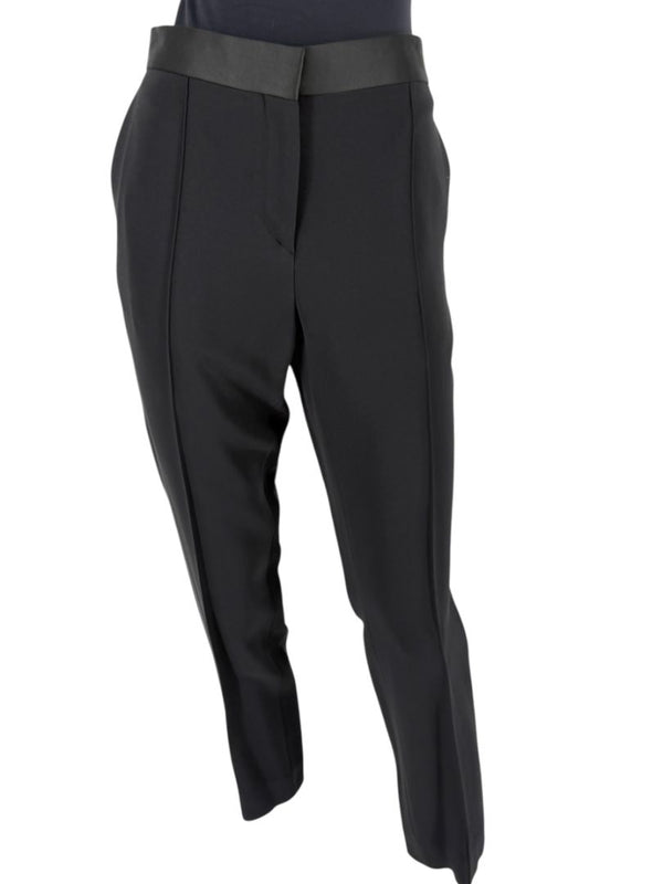 Céline Black Cropped Trousers with Satin Waistband – Size IT 42