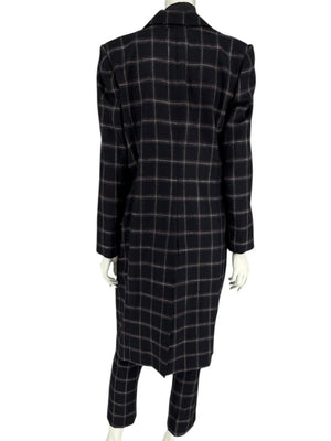 Pamella Roland Black & Gray Windowpane Plaid Pantsuit – Large