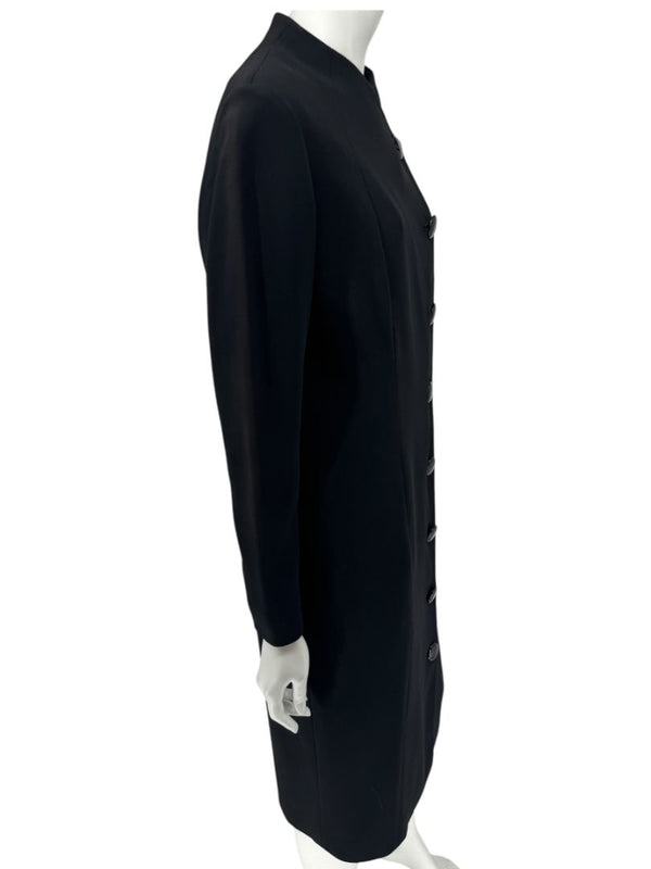 Pamella Roland Black Asymmetric Button-Front Dress - Large