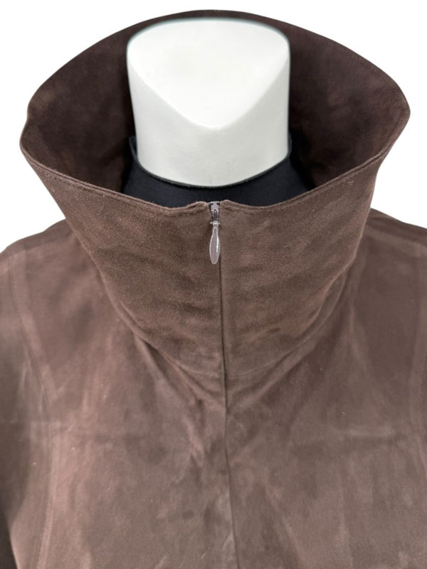 Akris Chocolate Brown Suede Cape Jacket – Size 12