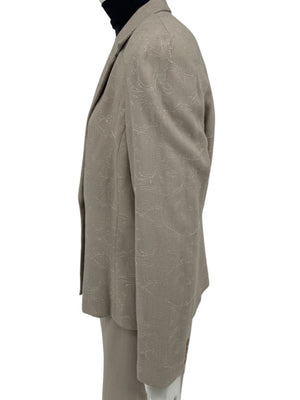 Oscar by Oscar de la Renta Taupe Embroidered Pantsuit – Size 14