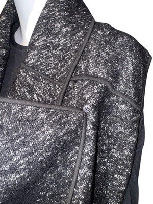 Donna Karan New York Black & White Wool Blend Sleeveless Open-Front Cardigan – Size S