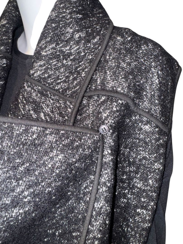 Donna Karan New York Black & White Wool Blend Sleeveless Open-Front Cardigan – Size S