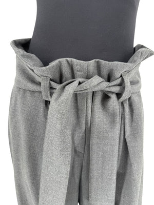 Armani Collezioni Gray High-Waisted Belted Wide-Leg Trousers – Size 10