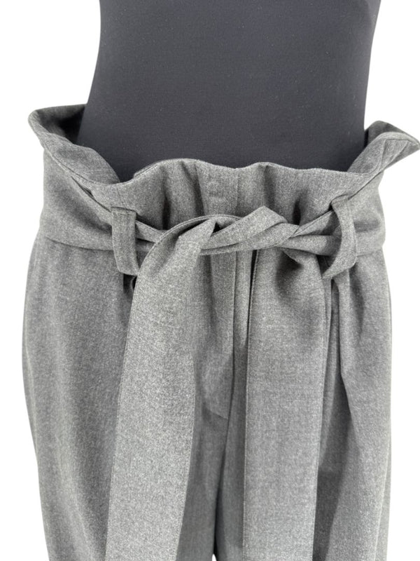 Armani Collezioni Gray High-Waisted Belted Wide-Leg Trousers – Size 10