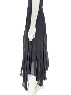 Dana Buchman Black Silk Asymmetric Ruffle Skirt – Size 12