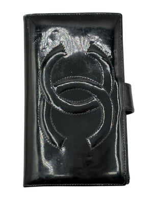 CHANEL Vintage Patent Leather CC Long Wallet – Black