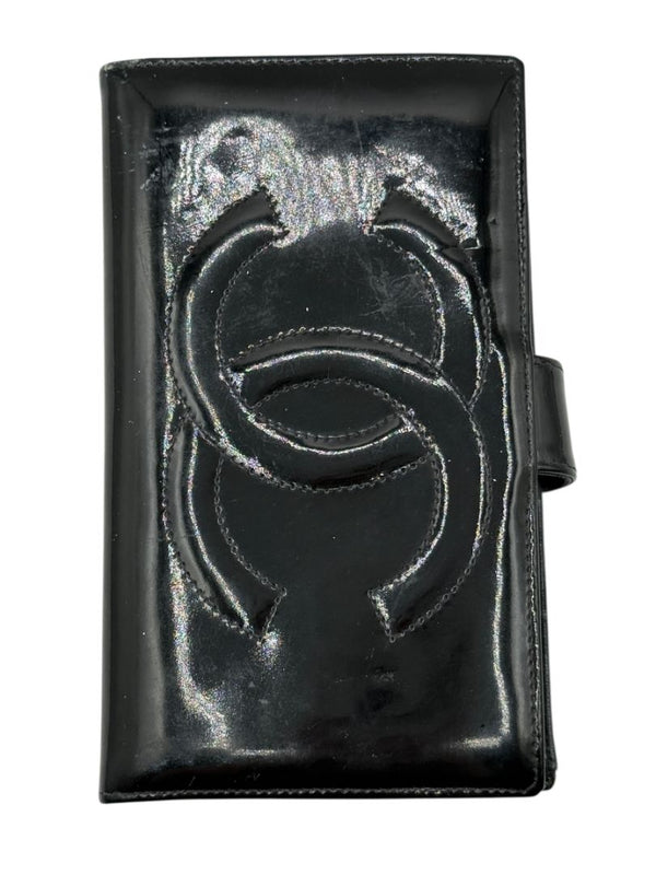 CHANEL Vintage Patent Leather CC Long Wallet – Black