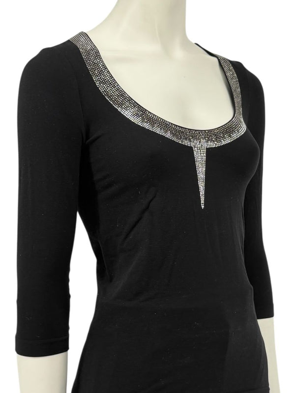 Wolford Black Embellished Neckline Pullover – Size XS