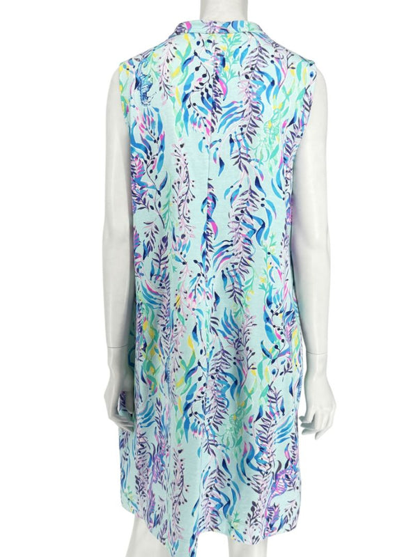 Lilly Pulitzer Aqua Multicolor Sleeveless Printed Shift Dress – Size XL