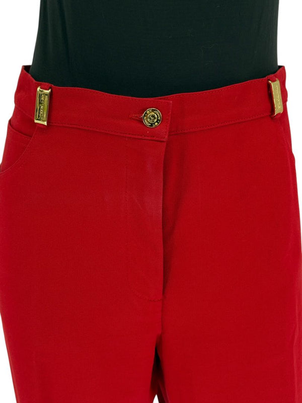 St. John Red Stretch Denim Straight-Leg Jeans – Size 16