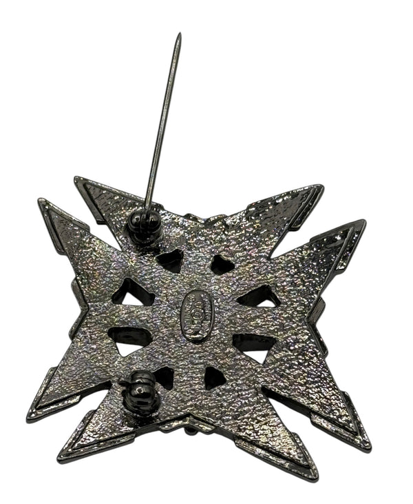 Chanel Strass & Faux Pearl Maltese Cross CC Brooch Pendant