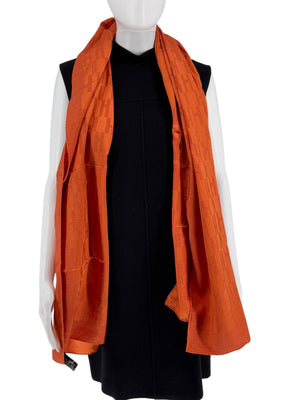 Hermes Façonnée Grand H Jacquard Scarf - Orange