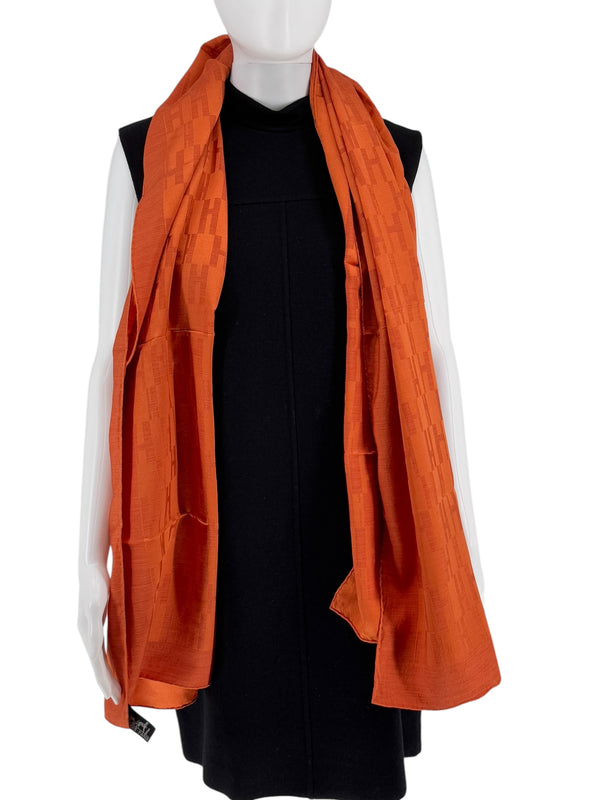 Hermes Façonnée Grand H Jacquard Scarf - Orange