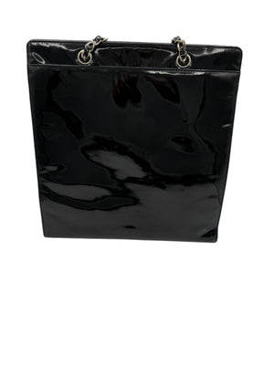 Chanel CC Turnlock Patent Tote with Silver Chain/Hardware