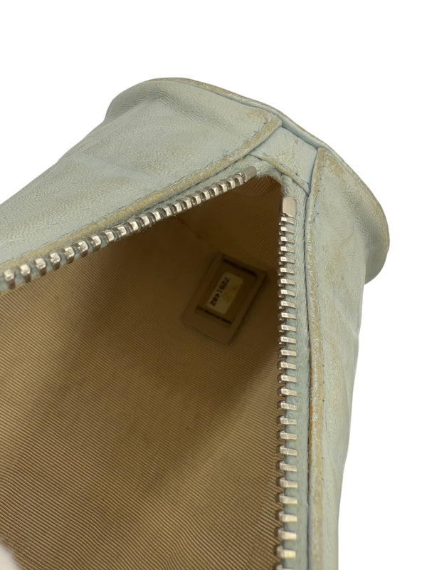 Chanel Chocolate Bar CC Logo lambskin Cosmetic Pouch Bag light blue/grey