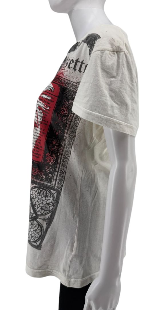 John Galliano Y2K Short Sleeve White Graphic Newspaper Tee - M