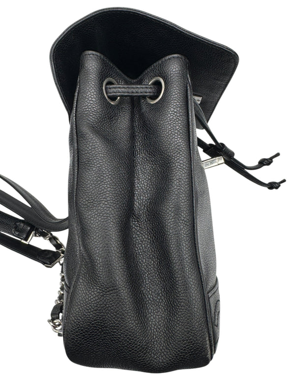 Chanel 1996-1997 Black Caviar Triple CC Backpack - Silver Hardware *RARE*