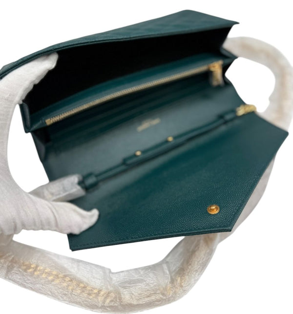 Saint Laurent Envelope Triquilt Small Shoulder Bag in Grained Leather