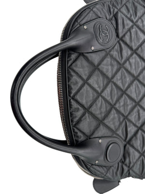 Chanel Black Quilted Coated Canvas Vertical Sport Weekender Bag