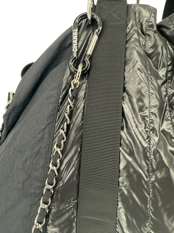 Chanel Black Slouchy Nylon Tote bag with Chain *Brand New*