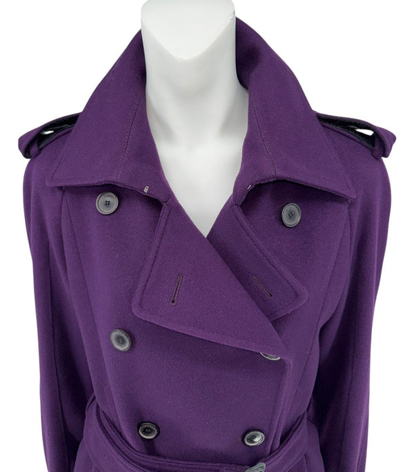 Burberry London Wool & Cashmere Trench Coat – Deep Purple US 12
