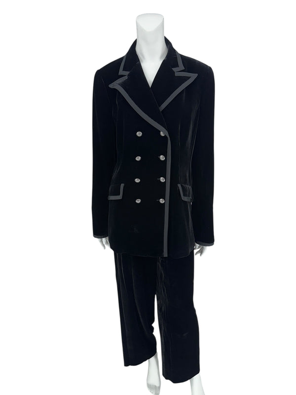 Armani Collezioni Black Velvet Pantsuit – IT 48 / US 12