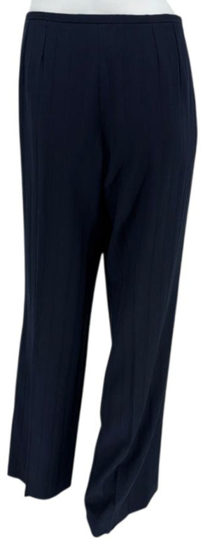 Armani Collezioni Navy Pinstripe Pantsuit with Corset-Style Waist Trim – Size IT 48