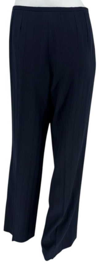 Armani Collezioni Navy Pinstripe Pantsuit with Corset-Style Waist Trim – Size IT 48