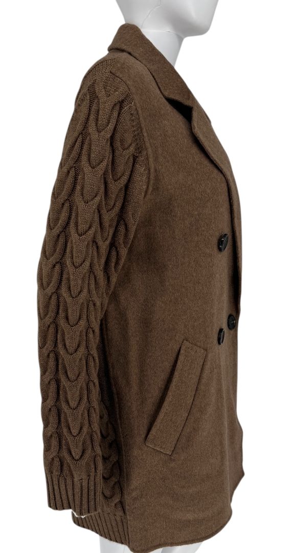 MaxMara Knit-Sleeve Wool-Cashmere Blazer Coat - Size M