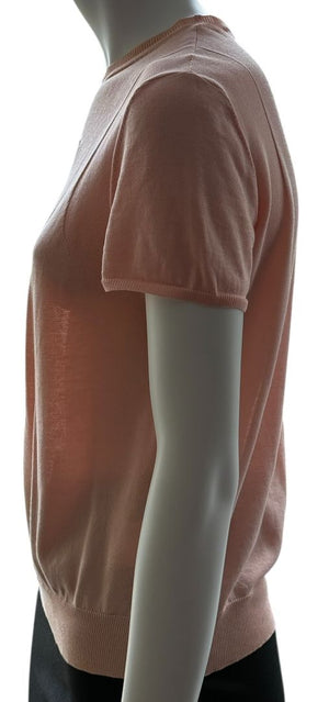 Chanel Peach Knit Logo Tee – Size FR 42 (US 8/10)