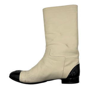 Chanel Two-Tone Calf Leather Mid-Calf Boots – Size 40