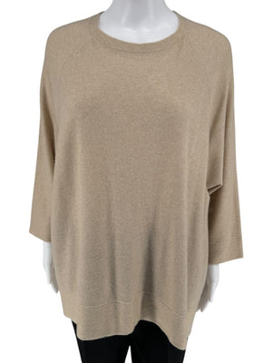Brunello Cucinelli Beige Cashmere Blend Dolman Sleeve Sweater – Size L