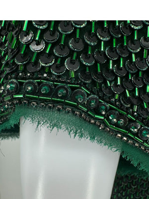 Pamella Roland Emerald Sequin Embellished Dress