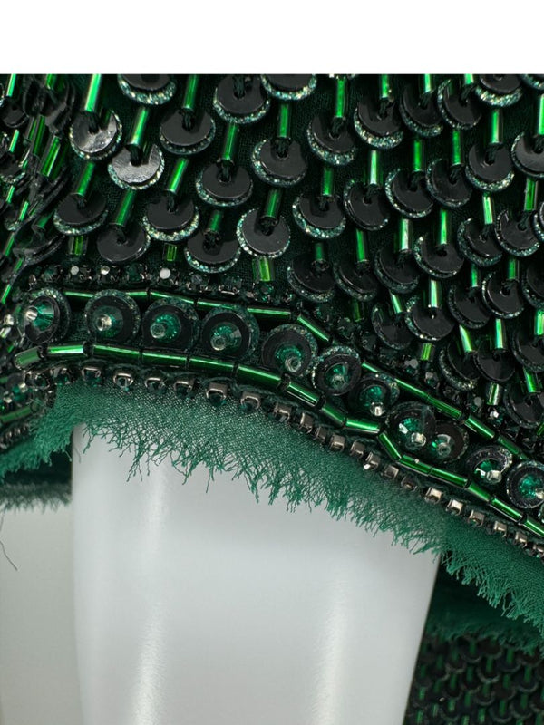 Pamella Roland Emerald Sequin Embellished Dress