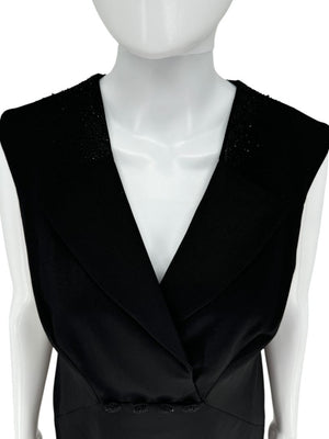 Pamella Roland Embellished Tuxedo-Inspired Sheath Dress