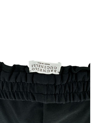 Brunello Cucinelli Black Cotton Joggers with Metallic Trim - Large