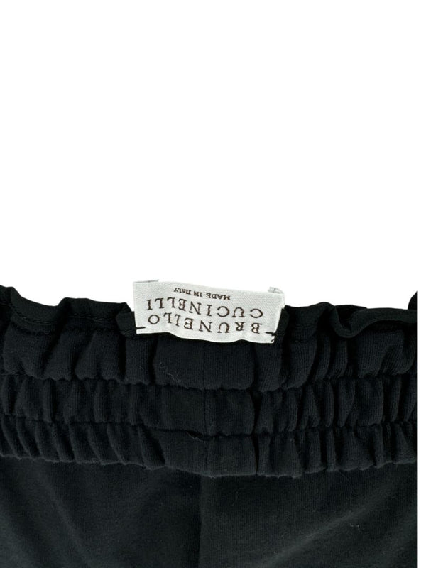 Brunello Cucinelli Black Cotton Joggers with Metallic Trim - Large