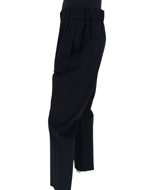 Brunello Cucinelli Navy Wool-Blend Elastic Waist Trousers - IT 44