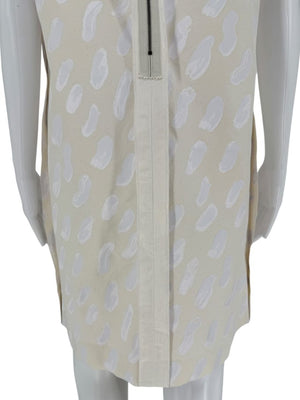 Marni Textured Cream Print Shift Dress with Silk Trim - Size 4