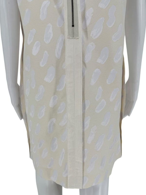 Marni Textured Cream Print Shift Dress with Silk Trim - Size 4