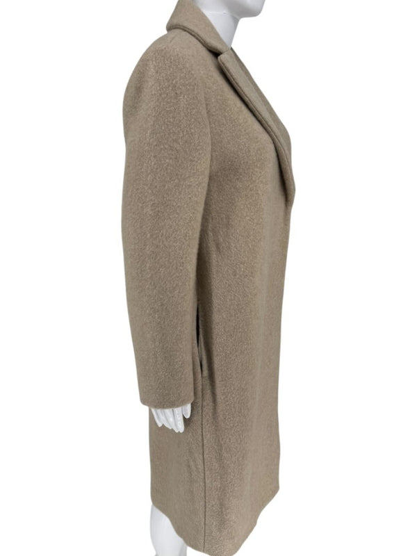 Brunello Cucinelli Ivory Wool-Cashmere Coat with Monili Detail - Size 8