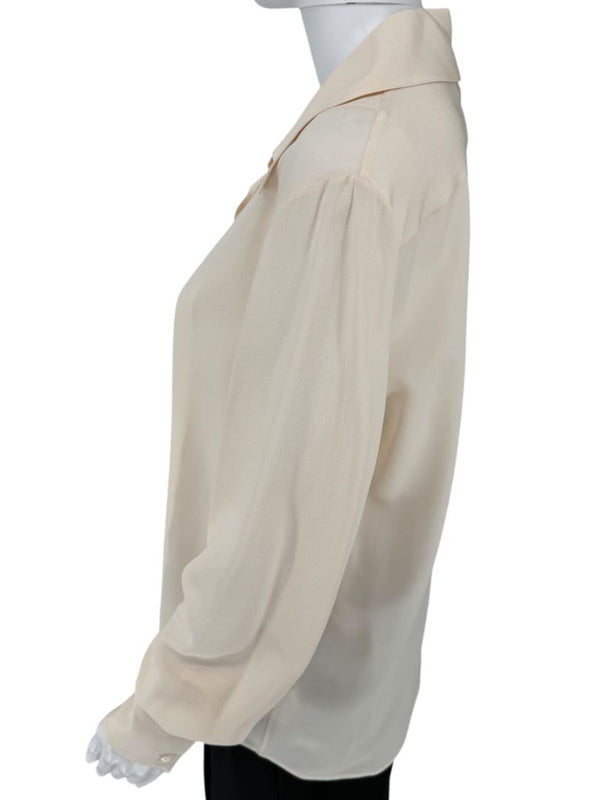 The Row Ivory Silk Button-Down Blouse - Size 6