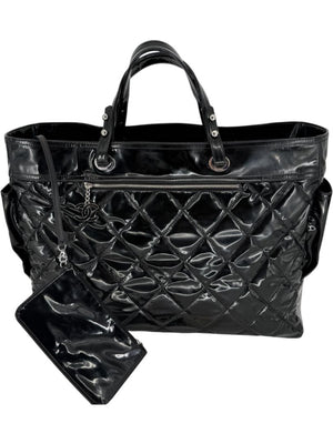 Chanel Paris-Biarritz XL Tote in Black Patent Vinyl