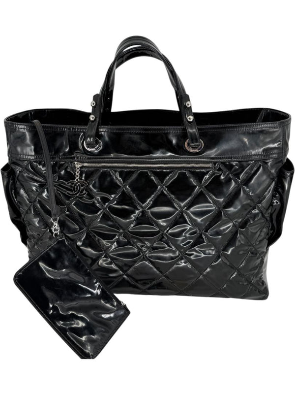 Chanel Paris-Biarritz XL Tote in Black Patent Vinyl